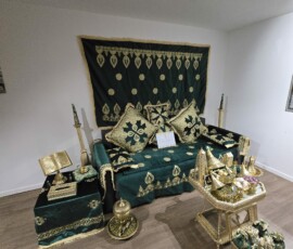 coins henné assise décorative henné élégante – vert